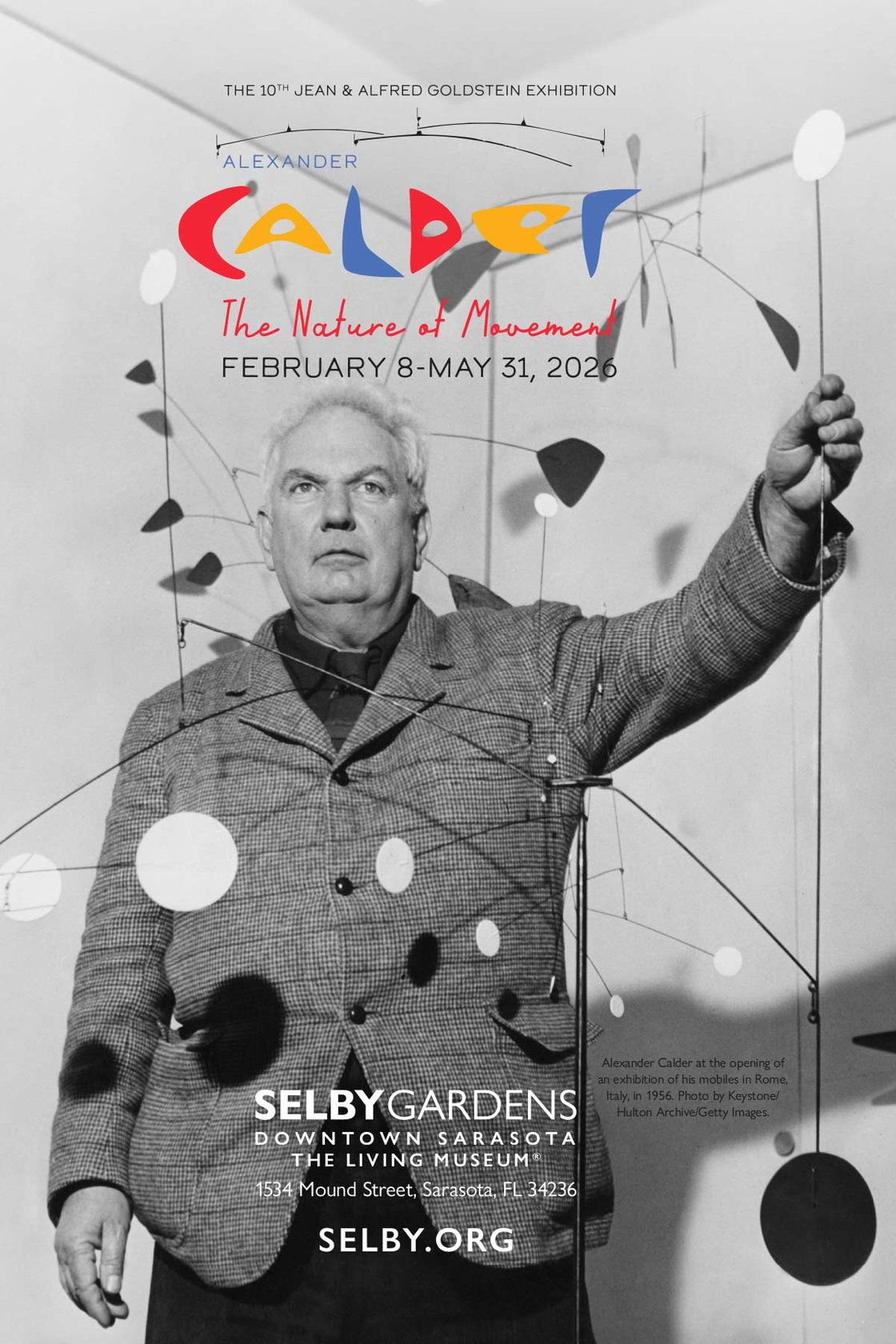 View original artworks by Alexander Calder in the galleries of the Richard and Ellen Sandor Museum of Botany & the Arts with horticultural vignettes, inspired by the artist and his work, in the Display Conservatory and throughout the gardens of the 15-acre Downtown Sarasota campus.  