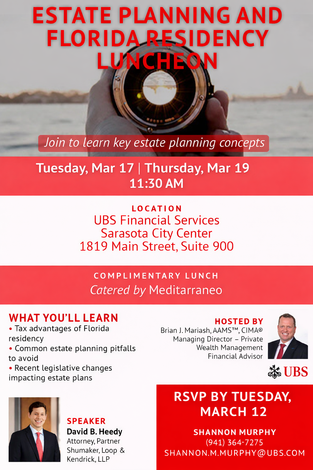 Estate planning luncheon invitation graphic