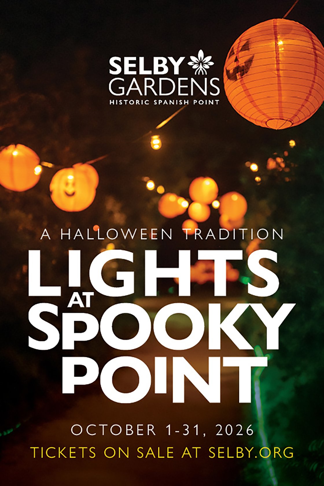 Don’t miss the chance to see our Historic Spanish Point campus transformed into “Spooky Point” where you can follow an eerily lit path and encounter fantastic creations and bootanically-themed decorations along the way. Equal parts campy, creepy, and cute, this walk-through show is fun for all ages. Purchase tickets at selby.org.