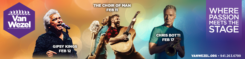 Three nights of live music at Van Wezel: The Choir of Man on Feb 11, Gipsy Kings on Feb 12, and Chris Botti on Feb 17. Broadway hits, flamenco flair, and smooth jazz await. Get tickets now at VanWezel.org.