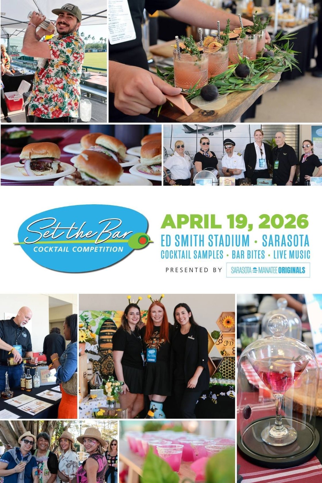  Guests sample cocktails and bar bites during Set the Bar, Sarasota-Manatee Originals’ annual cocktail competition celebrating local bartenders and restaurants.