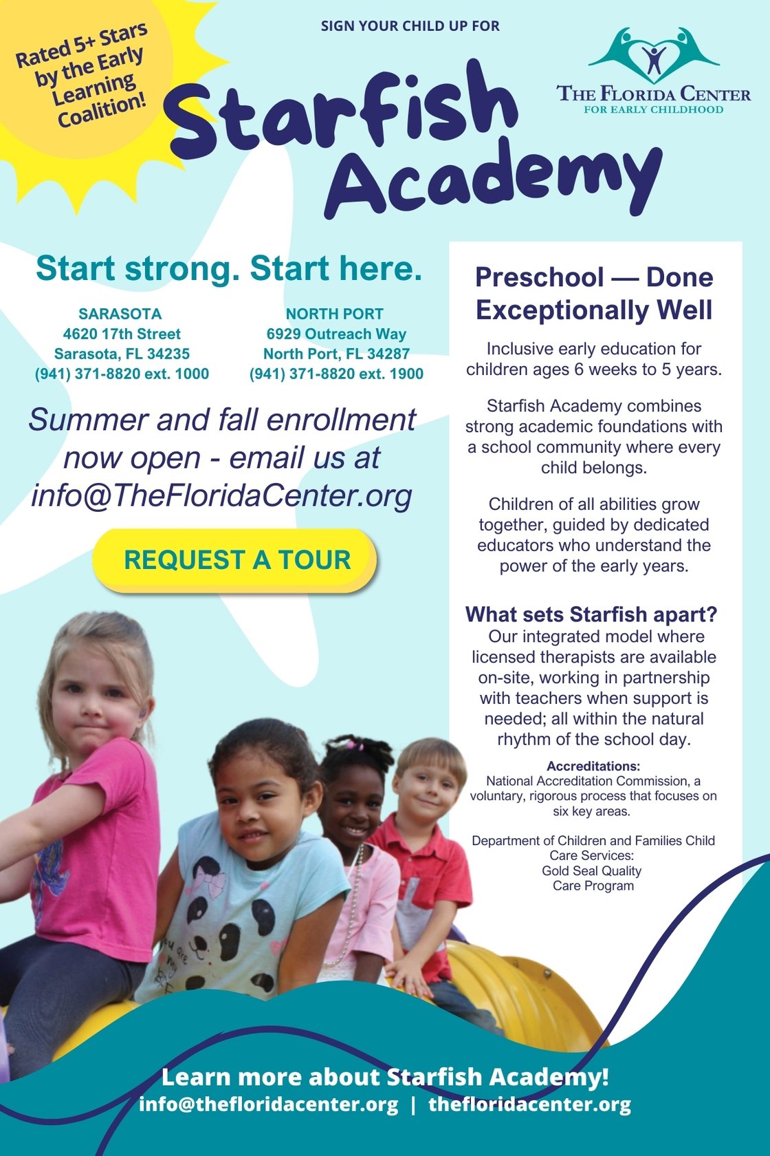  Enroll your child in The Florida Center's Starfish Academy for summer or fall.